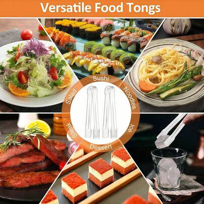 Bộ 2/10/20 chiếc - Kẹp gắp thức ăn tự phục vụ 6,3 inch, kẹp mini dùng trong phục vụ thực phẩm, kẹp nhà bếp trong suốt, kẹp đá nhỏ, kẹp đá viên đường, dùng cho các buổi trà chiều, tiệc tùng, quán bar, salad, món tráng miệng, bánh mì sandwich, BBQ, bánh quy, mùa hè, bộ dụng cụ mùa hè