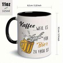 11oz "Beer Too Early" Funny Print Coffee Mug, Novelty Breakfast Cup Printed Ceramic Coffee Mug With Comfortable Handle, Thermal Insulated, Personalised Mug, Iced Coffee Cup, Coffee Travel Mug, Perfect Mother's Day & Birthday Gift For Mom, Valentine Gifts For Him & For Women, Funny Teacher Gifts, Ideal For Home, Kitchen, Living Room & Back To School Use - Red - View 5