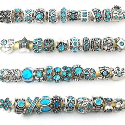 10pcs Assorted Vintage Rhinestone Beads, Alloy Enamel Spacer Beads, Suitable For DIY Handmade Beaded Bracelet, Necklace, Crafts, Jewelry Making Materials