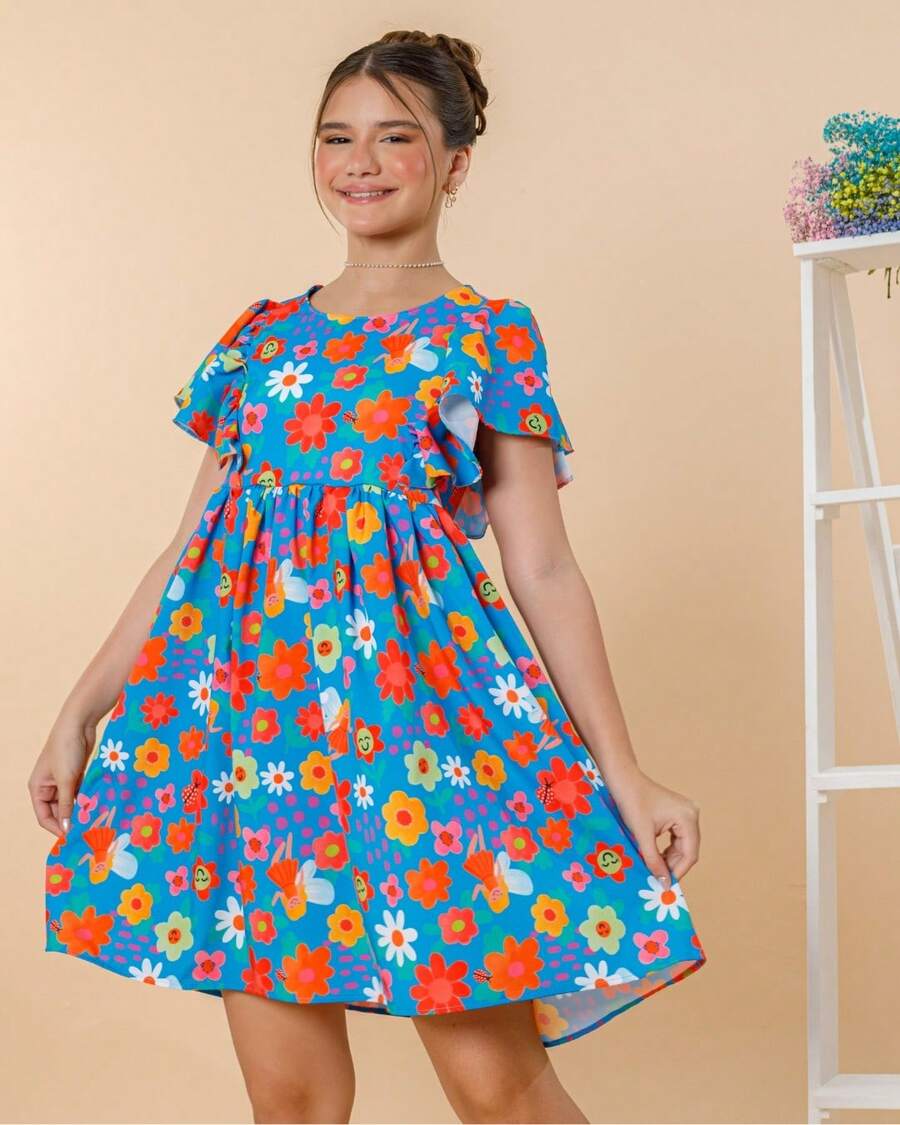 Blue Dress For Girls, Sizes 4, 6, 8, 10, 12, 14, 16 - Cool And Lightweight - Immediate Shipping With Invoice - 藍色 - 查看 1