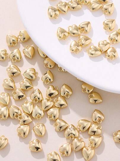 1件/3件/10件装 DIY浪漫光滑心形吊坠 精致简约女士珠宝配饰 吊坠配件