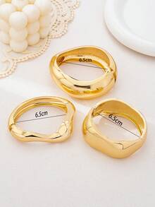 3件/套独特手镯，金色手镯，宽手镯，粗犷超大手镯，手镯套装，奢华优雅风格，女士款 - 金黃色 - 查看 5