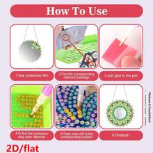1件套2D钻石画艺术套装，化妆镜 - 曼陀罗花卉图案，亚克力材质，饰以不对称水晶宝石，兼具化妆镜功能和简易创意爱好，感恩节、母亲节礼物之选 - 查看 9