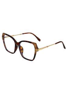 1pc Large Cat Eye Fashion Eyeglass Frame, Vintage Elegant Personalized Transparent Glasses, Suitable For Travel Accessories And Daily Outfit Accessories - Tea Bean Flower Frame - View 5