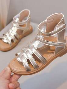 1 Pair Girls' Gold Fashion Versatile Comfortable Stylish Roman Sandals - Gold - View 6