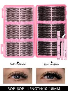 Bộ nối mi D-Curl, C-Curl, Fluffy Curl gồm 2124 sợi, 648 sợi, 612 sợi, 216 sợi, bộ tự làm mi giả, mi giả mềm mại và bồng bềnh, bộ nối mi chùm, bộ mi giả 30D 40D 60D 80D, bao gồm keo dán mi, chất làm kín, dụng cụ uốn mi, nước tẩy trang, thích hợp để tự sử dụng. - Nhiều màu - Xem 4