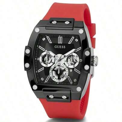 Guess 这款 Phoenix GW0203G6 多功能石英男士腕表，采用黄色硅胶表带和黑色桶形表盘，是一款休闲腕表，适合日常街头风格和运动穿着。这款时尚的礼物非常适合男士，尤其是送给男朋友。