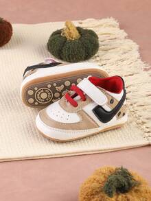 1 Pair Toddler Shoes With Contrasting Color Design, Versatile Sports Shoes, Suitable For Spring And Autumn - Apricot - View 2