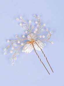 Bộ 1 kẹp tóc pha lê hoa vàng sang trọng dành cho nữ, phụ kiện tóc búi cao cho tiệc cưới. - Vàng - Xem 5