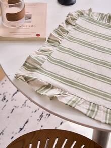 1/2/4/6pcs Square Placemat With Ruffle Edge, Fresh Minimalist Style, Kitchen Decor, Dining Table Mat, Waterproof Non-Slip Pad For Holiday Party, Birthday, Wedding, Office Desk, Coffee Table, Home Decor, All Seasons - Olive Green - View 10