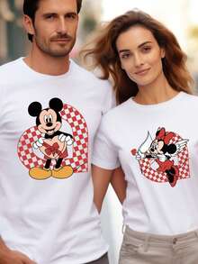 Disney-Licensed T-Shirts Made From Pure Cotton, Adorable Mickey And Minnie Mouse Crew Neck Shirts In Soft Material With Detailed And Vibrant Designs. An Ideal Disney Gift: The Fabric Is Durable And Easy To Care For. Perfect For Everyday Wear, Commuting, And Other Occasions – For Pure Holiday Vibes. - 白色-男 - 查看 1