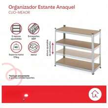 Estante Ajustable de 5 Niveles Metal-MDF 180x40x90 cm - Organizador Resistente en Color Gris para Casa y Oficina - Blanco y Negro - Ver 4