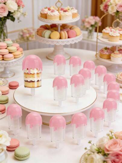 12pcs/Set Multicolor Popsicle Cupcake Liners, Candy Jars, Ice Cream Shaped Candy Boxes, Reusable Transparent Ice Cream Bar Gift Boxes, Suitable For Birthday, Wedding Party Decoration