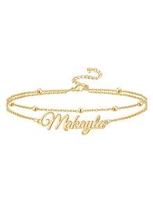 Personalized Name Anklet For Women, Custom Letter Chain Anklet Bracelet, 18K Gold Plated, Can Customize Any Name, Unique Personalized Jewelry For Girls - Golden - View 4