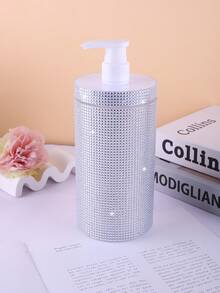 1pc 1000ml Rhinestone Embellished Wide Mouth Refillable Bottle For Shampoo, Body Wash, Hand Soap - View 12