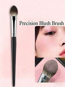 1pc Heart-Shaped Blush Brush, Precise Blush, Eyeshadow, Powder Makeup Brush Tool - Black - View 1