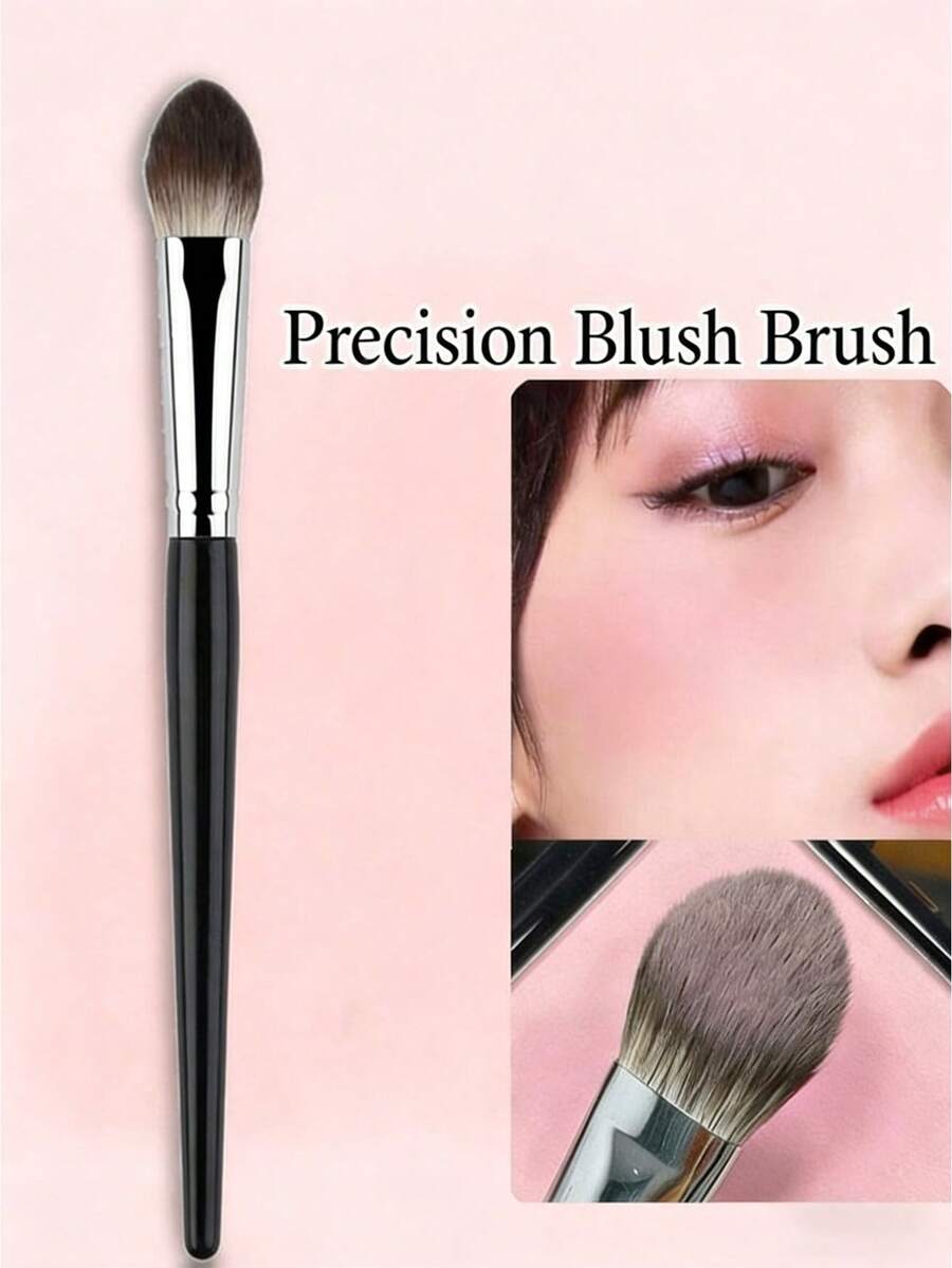 1pc Heart-Shaped Blush Brush, Precise Blush, Eyeshadow, Powder Makeup Brush Tool - Black - View 1
