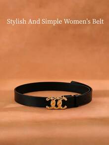 这款休闲百搭的女士腰带配有金色搭扣，可搭配牛仔裤、休闲裤、西裤或裙子。简约的黑/棕色腰带适合日常佩戴，并且可调节。 - 彩色 - 查看 5