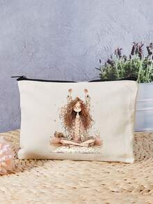 1个可爱女孩图案化妆包，大容量旅行洗漱包 - 母亲节礼物，独特收纳袋，化妆包，节日礼品袋 - 彩色 - 查看 8