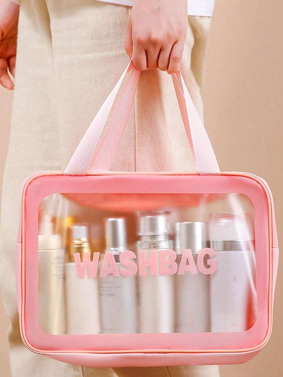 1 pieza/3 piezas Juego de bolsas cosméticas portátiles impermeables de gran capacidad de PVC, diseño de patrón bohemio de moda transparente, con cremallera resistente, material de PVC ligero y duradero, protección perfecta para cosméticos contra derrames y humedad