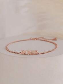 Custom Name Curb Chain Bracelet - Minimal Personalized Name Jewelry - Birthday Gift For Her - Multicolor - View 2