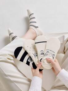 5 Pairs Women's Cartoon Boat Socks, Summer Women's INS Style Short Socks, Casual College Style Socks - Multicolor - View 10