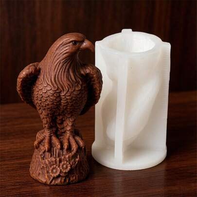 大型老鹰硅胶蜡烛模具 - 3D逼真鸟类动物工艺模具，适用于肥皂制作、蜡模、树脂浇铸、石膏艺术和家居装饰