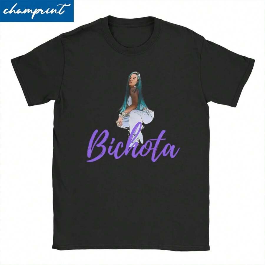 Bichota  G Music T-Shirts Men Women Hip Hop Reggaeton Music Unique Cotton Tee Short Sleeve T Shirt Graphic Printed Clothing - màu đen - Xem 1