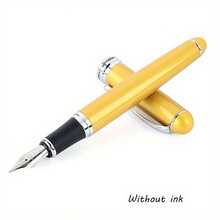 1pc X750 Iridium Fountain Pen, Metal Ballpoint Pen For Business Office Writing & Calligraphy Practice - Yellow - View 1