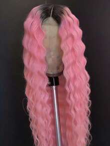 Ombre Light Pink With Dark Roots 13x4x1 HD Transparent Deep Wave Lace Front Wigs Human Hair Pre Plucked With Baby Hair T Part Human Hair Wigs For Women Ombre Baby Pink 250 Density Deep Curly Glueless Wigs Human Hair - Tóc chân tóc và kiểu ombre - Xem 3