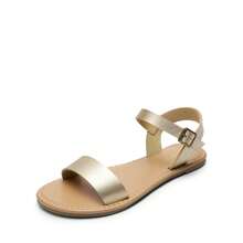 Women's Cute Open Toes One Band Ankle Strap Flexible Summer Flat Sandals - 金色 - 查看 6