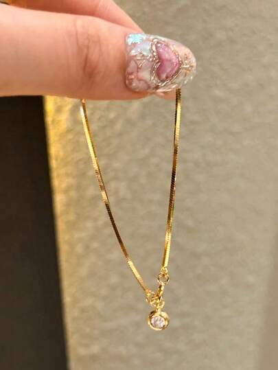 1 pieza Pulsera de acero inoxidable chapada en oro de 18K con diseño de serpiente de burbuja y diamante redondo, diseño de lujo exclusivo, adecuado para uso diario, nuevo lanzamiento 2026