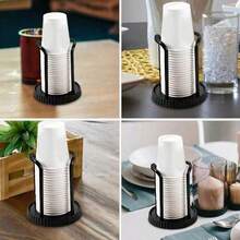 1pc Disposable Paper Cup Holder, Teapot Shaped, Convenient For Use, Space-Saving Household Paper Cup/Glass Cup Organizer, Minimalist Black - Multicolor - View 5