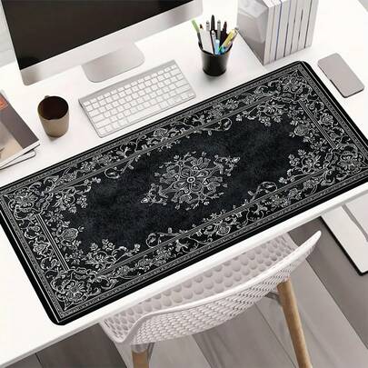 Classic Black & White Floral Pattern Washable Gaming Mouse Pad, Available In Multiple Sizes, Suitable As A Gift For Gamers Or As An Office/Study Accessory Office Desk Accesorries Desk Accesorries Office Supplies Office Accessories Desk Mat Mousepad Study Table Mouse Pad For Desk Desk Decor