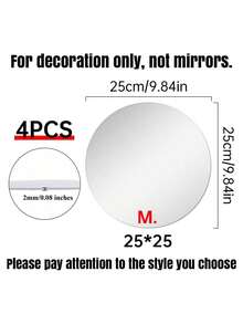 1/4PCS Round Mirror Wall Decal - Silver - View 14