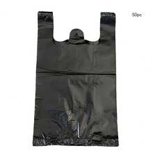 50/100/200pcs Pack Thick Black Plastic Vest Carrier Bags, Household Trash Bin Liners, Bedroom & Office Storage Bags - Trash Bag - View 9