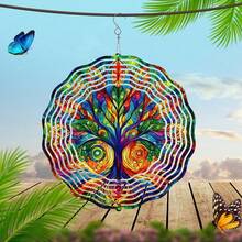 Tree Of Life Metal Wind Spinner - 10" Outdoor Garden Ornament, No Power Needed, Easy Hang Design For Yard & Patio Decor, Perfect For Christmas, Easter, Halloween, Thanksgiving - 1PC - View 4