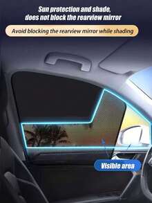 Magnetic Car Window Sunshade, Dual-Color Patchwork Design, Breathable Mesh And Blackout Fabric, Car Side Window Sun Visor Sunshade, Magnetic Attachment - Sunshade - View 9