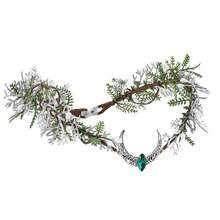 金色花月冠 - 手工仙女花卉头饰 森林精灵头箍 精灵头饰 文艺复兴万圣节派对婚礼舞会角色扮演 - 彩色 - 查看 13