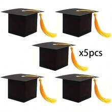 50 piezas Caja de regalo con forma de birrete de graduación, galletas y chocolates para la ceremonia de graduación, decoración con borla para ornamento de escritorio de graduación, Navidad - multicolor - Ver 10