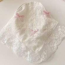 1pc Women's Versatile Vacation Countryside Style Lace Plaid Bow Floral Trim Headband Summer Hair Accessories Beach Claw Clips Vacay Hair Clips,Holiday,Travel - Beige - View 3