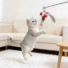 Interactive Cat Toy With Bird Feather, Nylon Cat Teaser Wand Toy, Battery-Free Indoor Cat Toy - View 5