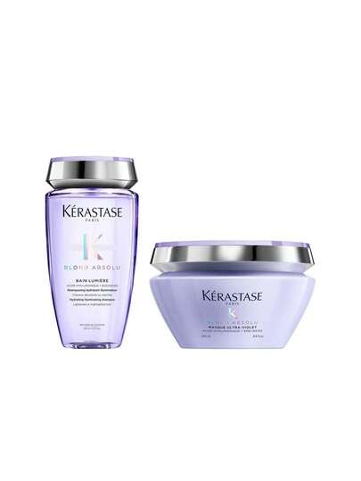 Kérastase [Bundle] Blond Absolu Bain Lumiere Shampoo 250ml + Masque Ultra-Violet Purple Hair Mask 200 Ml