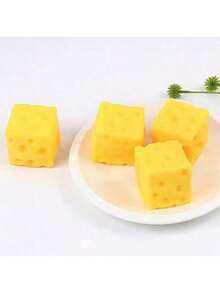 1pc New Square Cheese Squeeze Toy, Creative Deformable Slow Rebound Square Cheese Stress Relief, Relaxing Mood, Holiday And Birthday Gift - Multi-color Random - View 2