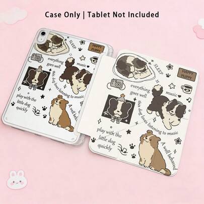 3+Y 可折叠防弯折亚克力水晶保护壳，可爱狗狗和相机涂鸦设计，兼容荣耀平板 9/10、荣耀 GT 11.5、X9A/X9Pro、MatePad SE 11、MatePad 11" 2023/2022、MatePad Pro、Apple 11" 第十代 2025、Galaxy Tab A9 Plus/A11/A11 Plus
