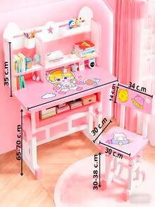 Sillas Y Escritorio Para Niños Con Repisas Ajustable Mesa - Rosa - Ver 4