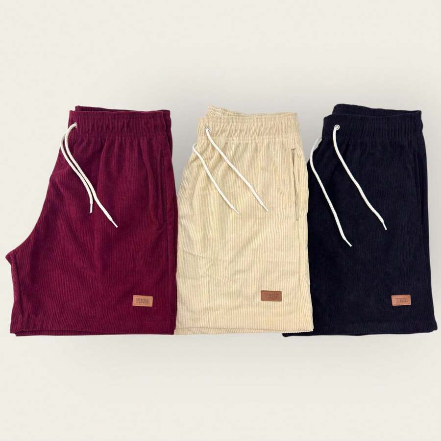 Kit 3 Bermuda Men's Mauricinho Textured Fabric Premium Shorts Casual Basic Gym Training - 紅色 - 查看 1