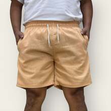 Kit 3 Premium Linen Shorts Bermuda Mauricinho Men's Casual Basic Comfortable Drawstring Waist - Màu Mù tạt vàng - Xem 4