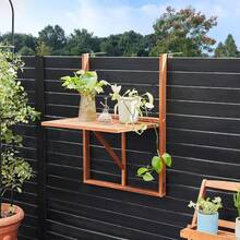 Tavolino da balcone pieghevole in legno di acacia 64x45x87cm - A - Visualizzare 3