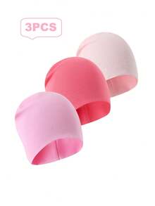 3pcs/Set Baby Solid Color Knit Beanie Hats, Soft Infant Toddler Beanies For 6-24 Months, Spring/Summer/Autumn - Watermelon Pink - View 5